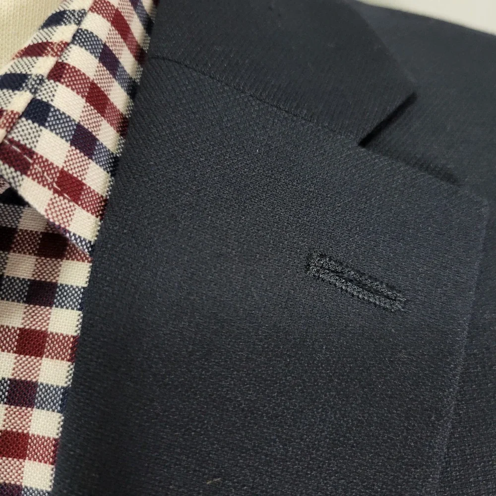 Tommy Hilfiger Men's‎ Sport Coat Blazer Two Button Navy Blue Wool Polyester 38R